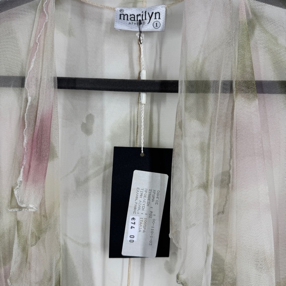 Marilyn Sheer Floral Mesh Tunic Cardigan Size 1 Lightweight Romantic - Picture 7 of 12